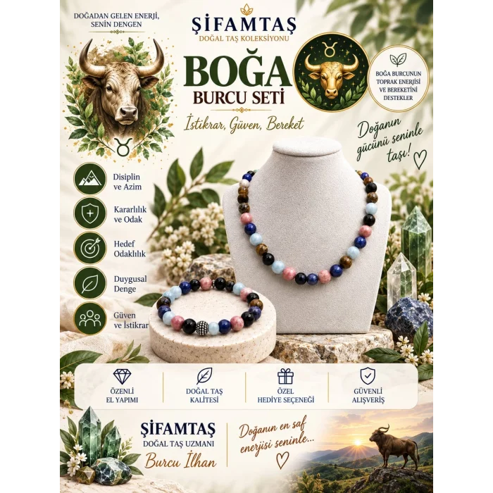Boğa Burcu Set (Bileklik ve Kolye)