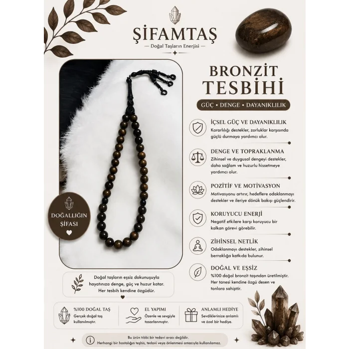 Bronzit Doğal Taş Tesbih
