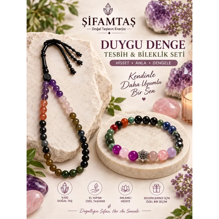 Duygu Denge Doğal Taş Seti (Bileklik ve Tesbih)