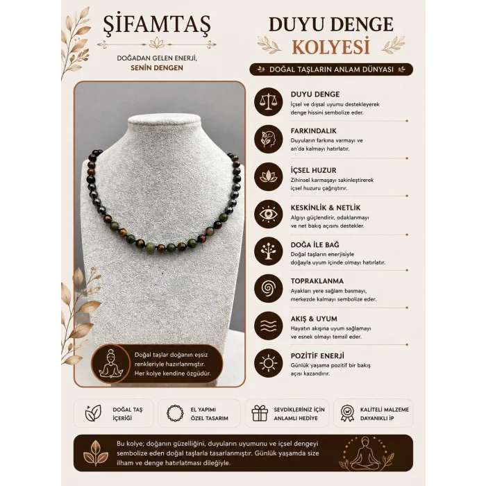 Duyu Denge Doğal Taş Kolye