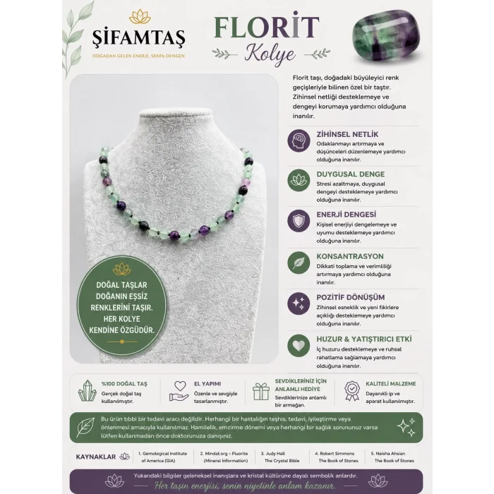 Florit Doğal Taş Kolye