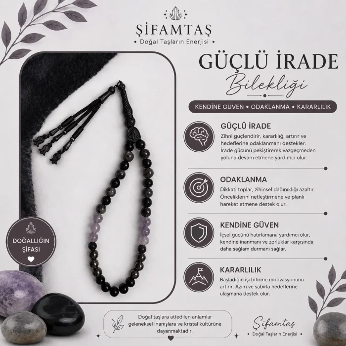Güçlü İrade Doğal Taş Tesbih