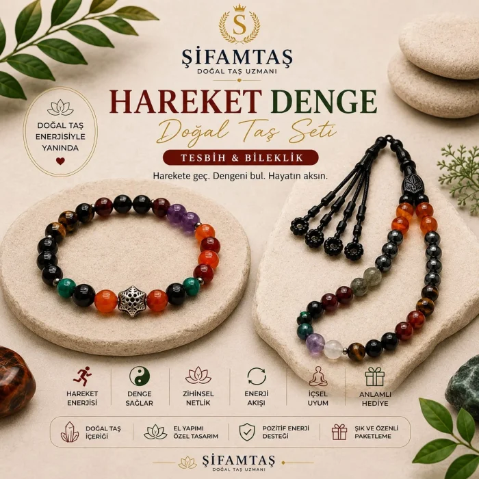 Hareket Denge Doğal Taş Seti (Bileklik ve Tesbih)