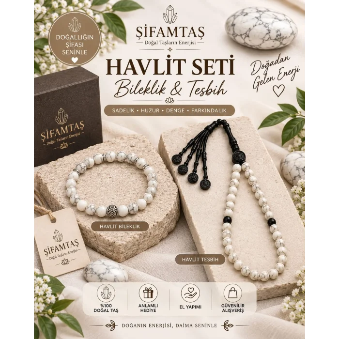 Havlit Doğal Taş Seti (Bileklik ve Tesbih)