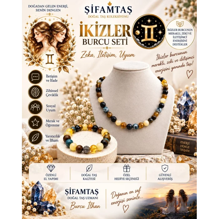 İkizler Burcu Set (Bileklik ve Kolye)