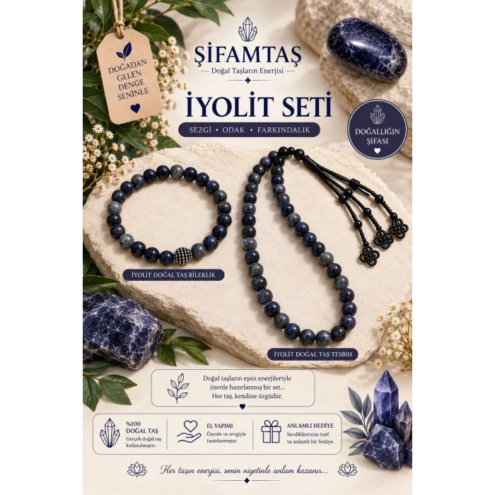 İyolit Doğal Taş Seti (Bileklik ve Tesbih)