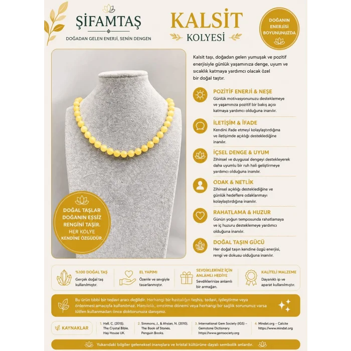 Kalsit Doğal Taş Kolye