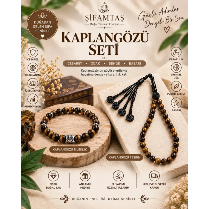 Kaplangözü Doğal Taş Seti (Bileklik ve Tesbih)