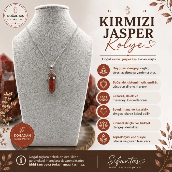 Kırmızı Jasper Doğal Taş Kolye Ucu
