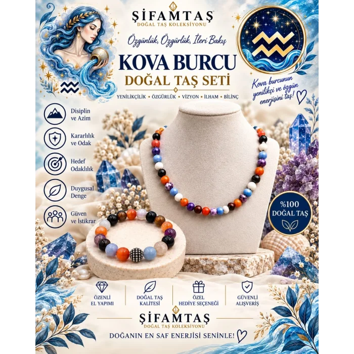 Kova Burcu Set (Bileklik ve Kolye)