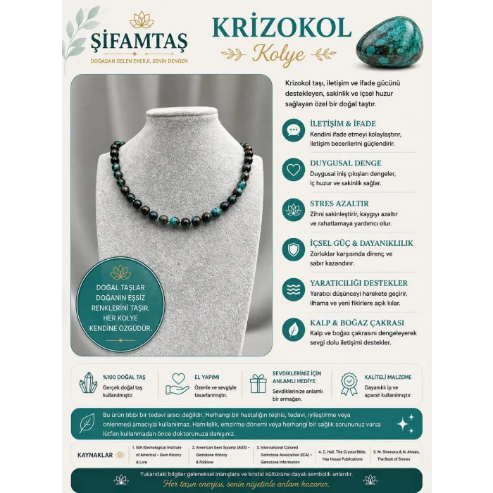 Krizokol Doğal Taş Kolye