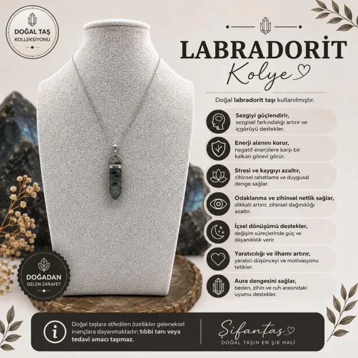 Labradorit Doğal Taş Kolye Ucu