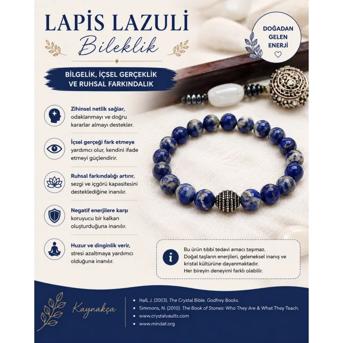 Lapis Lazuli Doğal Taş Bileklik