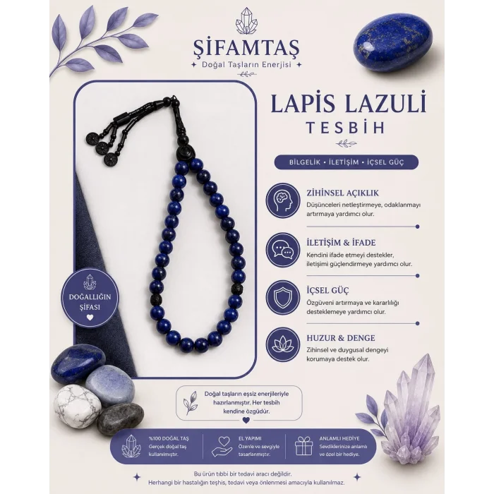 Lapis Lazuli Doğal Taş Tesbih