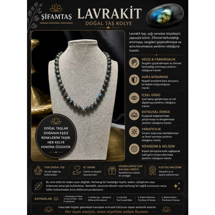 Lavrakit Doğal Taş Kolye