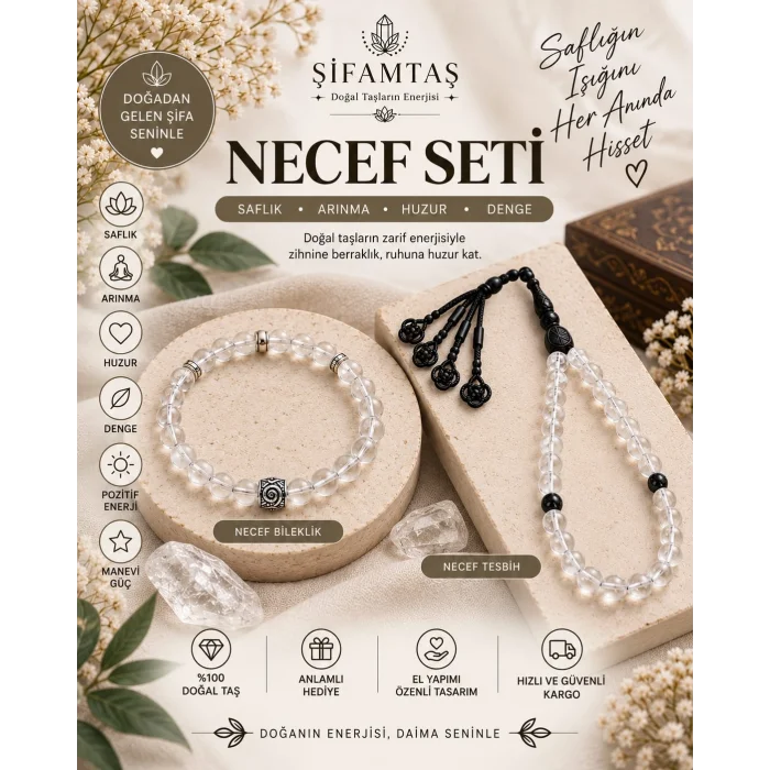 Necef Doğal Taş Seti (Bileklik ve Tesbih)