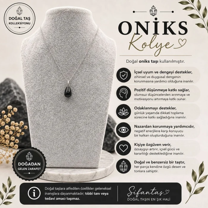 Oniks Doğal Taş Kolye Ucu (4)