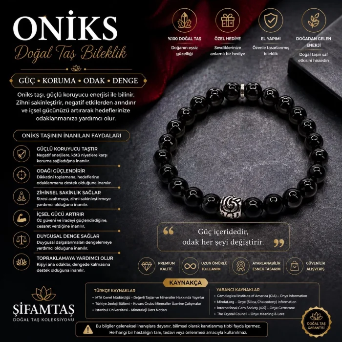 Oniks Doğal Taş Bileklik