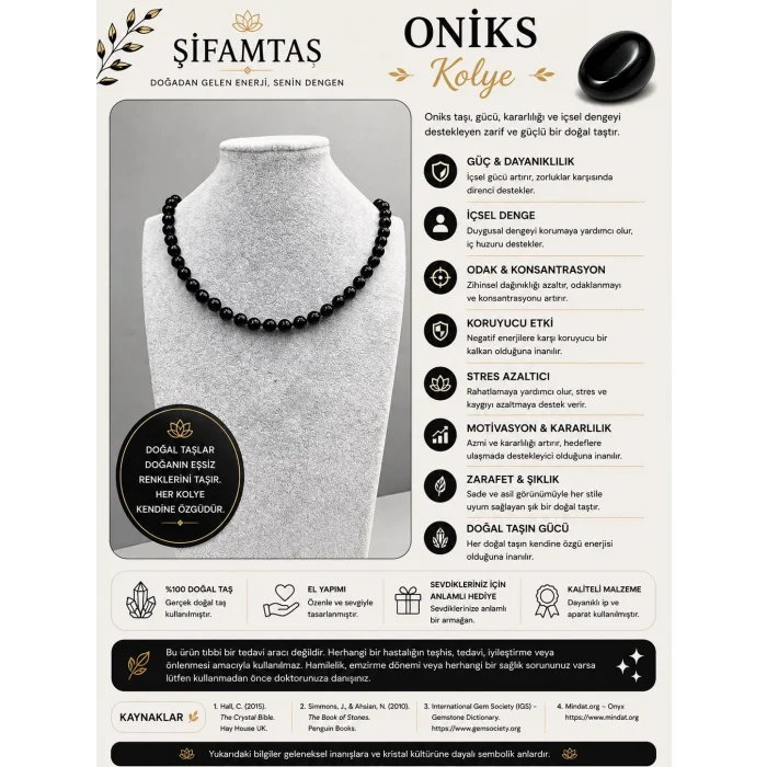 Oniks Doğal Taş Kolye