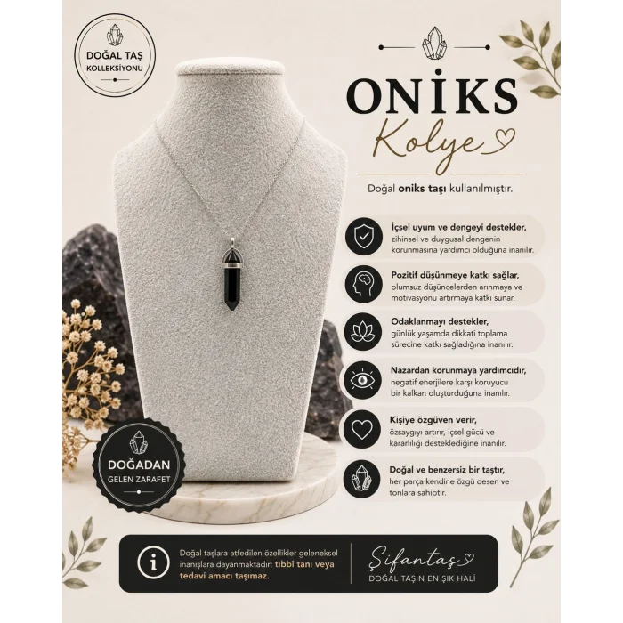 Oniks Doğal Taş Kolye Ucu (1)