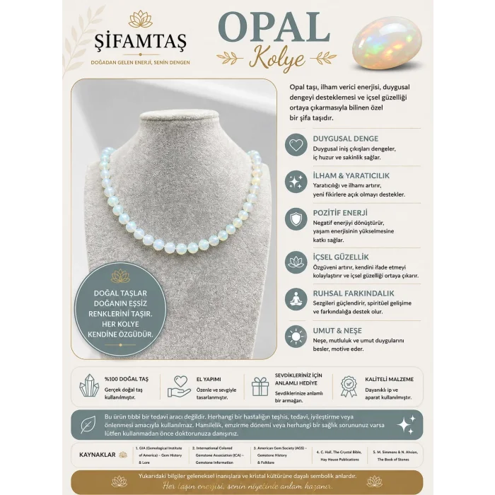 Opal Doğal Taş Kolye