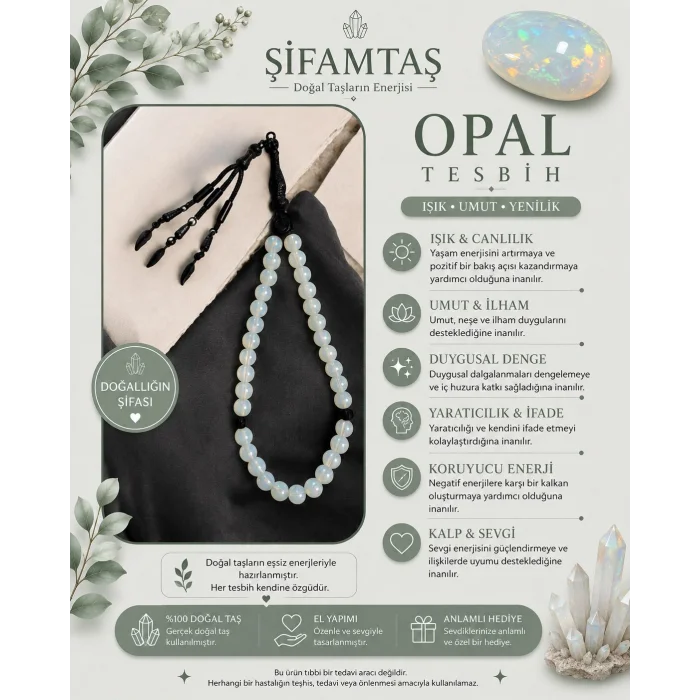 Opal Doğal Taş Tesbih