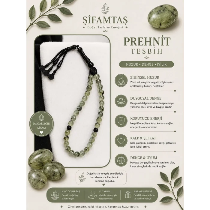Prehnit Doğal Taş Tesbih