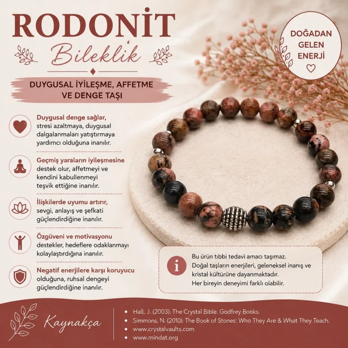 Rodonit Doğal Taş Bileklik