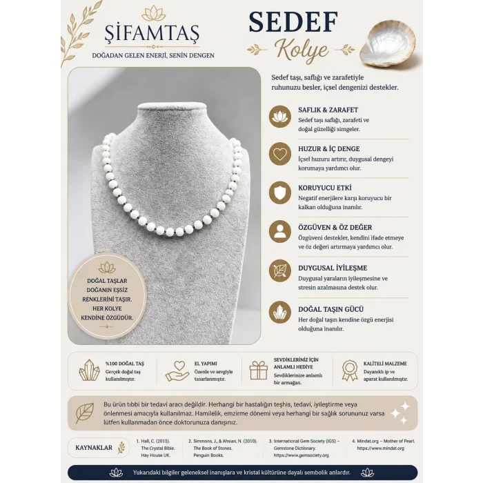 Sedef Doğal Taş Kolye