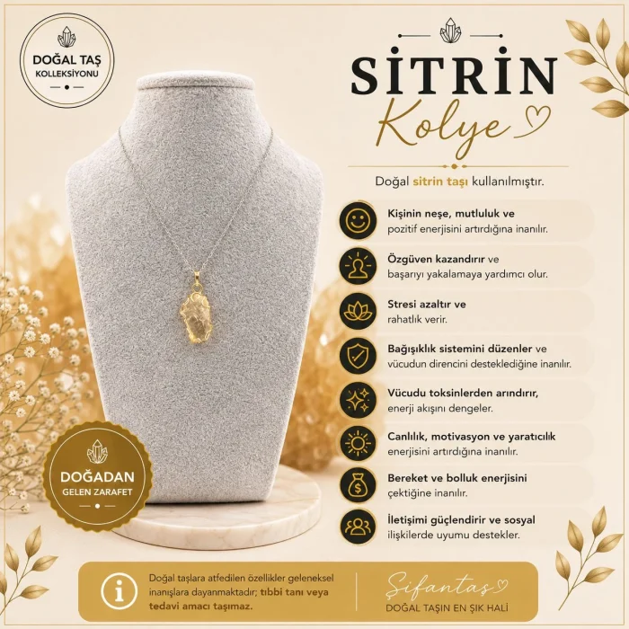 Sitrin Doğal Taş Kolye Ucu