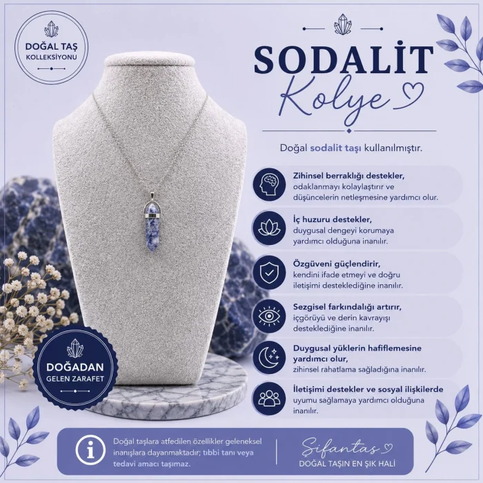 Sodalit Doğal Taş Kolye Ucu (1)