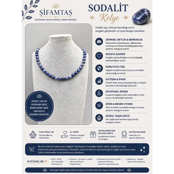 Sodalit Doğal Taş Kolye
