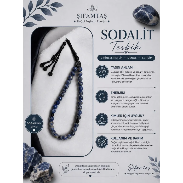 Sodalit Doğal Taş Tesbih