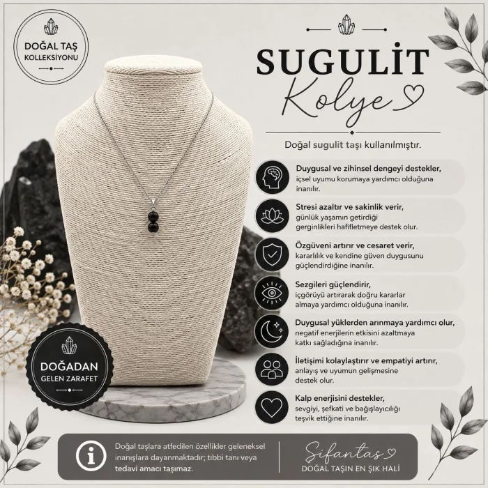 Sugulit Doğal Taş Kolye Ucu