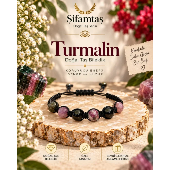 Turmalin Doğal Taş İpli Bileklik