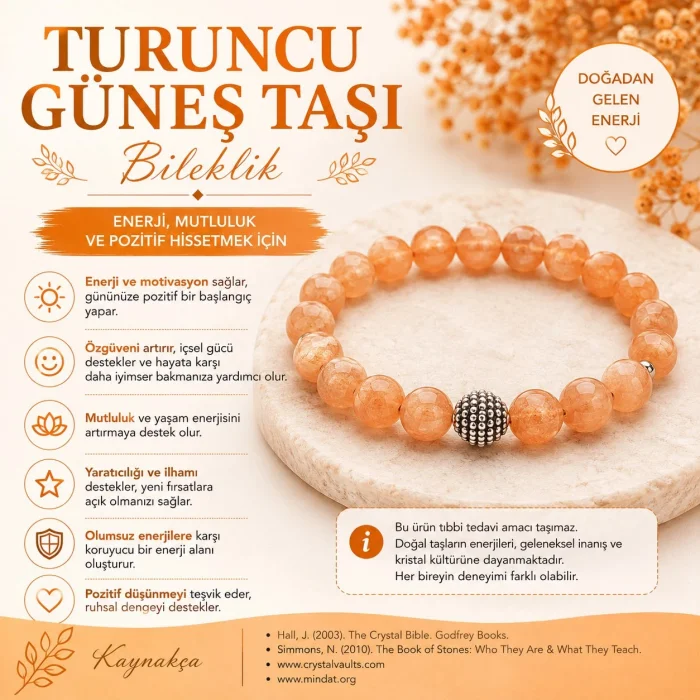 Turuncu Güneş Taşı Doğal Taş Bileklik