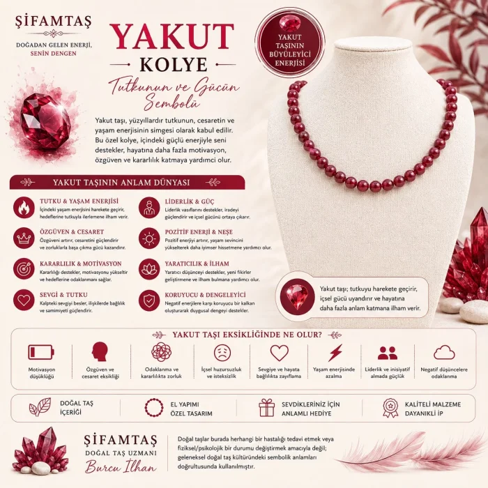Yakut Doğal Taş Kolye