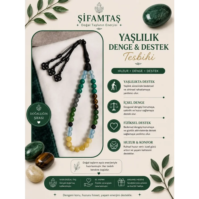 Yaşlılık Destek & Denge Doğal Taş Tesbih