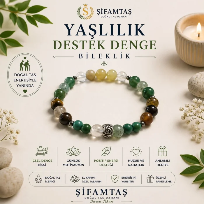 Yaşlılık Huzur & Denge Doğal Taş Bileklik