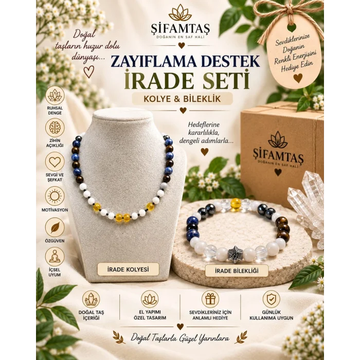 Zayıflama Destek & İrade Seti (Kolye Ve Bileklik)