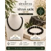 Siyah Akik Doğal Taş Seti (Bileklik ve Kolye)