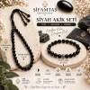 Siyah Akik Doğal Taş Seti (Bileklik ve Tesbih)
