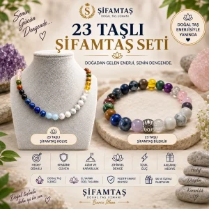 23 Taşlı Şifamtaş Doğal Taş Seti (Bileklik ve Kolye)