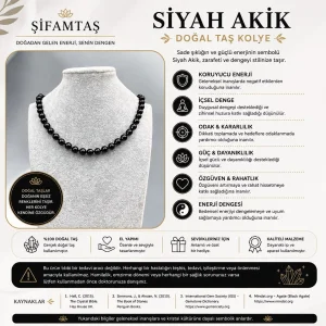 Siyah Akik Doğal Taş Kolye