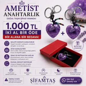 Ametist Doğal Taş Anahtarlık (2 Adet)