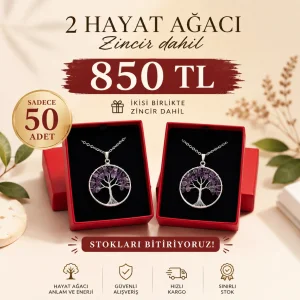 Hayat Ağacı Kolye (2 Adet- Zincir Dahil)
