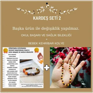 Kardeş Seti -2 (Okul Başarı & Odak Bilekliği ve Bebek Kehribar Kolye)