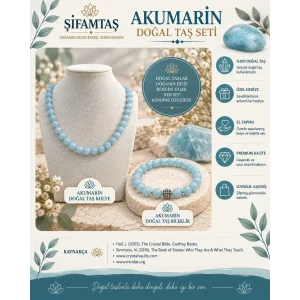 Akuamarin Doğal Taş Seti (Bileklik ve Kolye)
