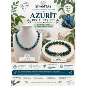 Azurit Doğal Taş Seti (Bileklik ve Kolye)