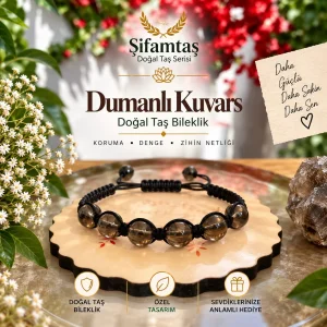 Dumanlı Kuvars Doğal Taş İpli Bileklik